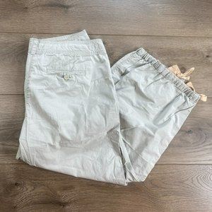 Tommy Bahama Capri Pants Womens 8 Khaki Relaxed Drawstring Hems Pockets Cotton